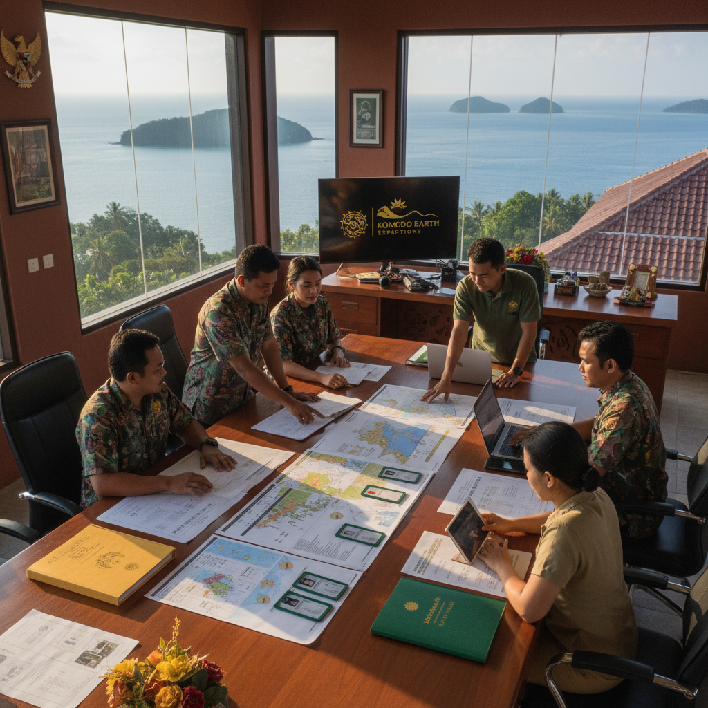 A team discusses maps and documents